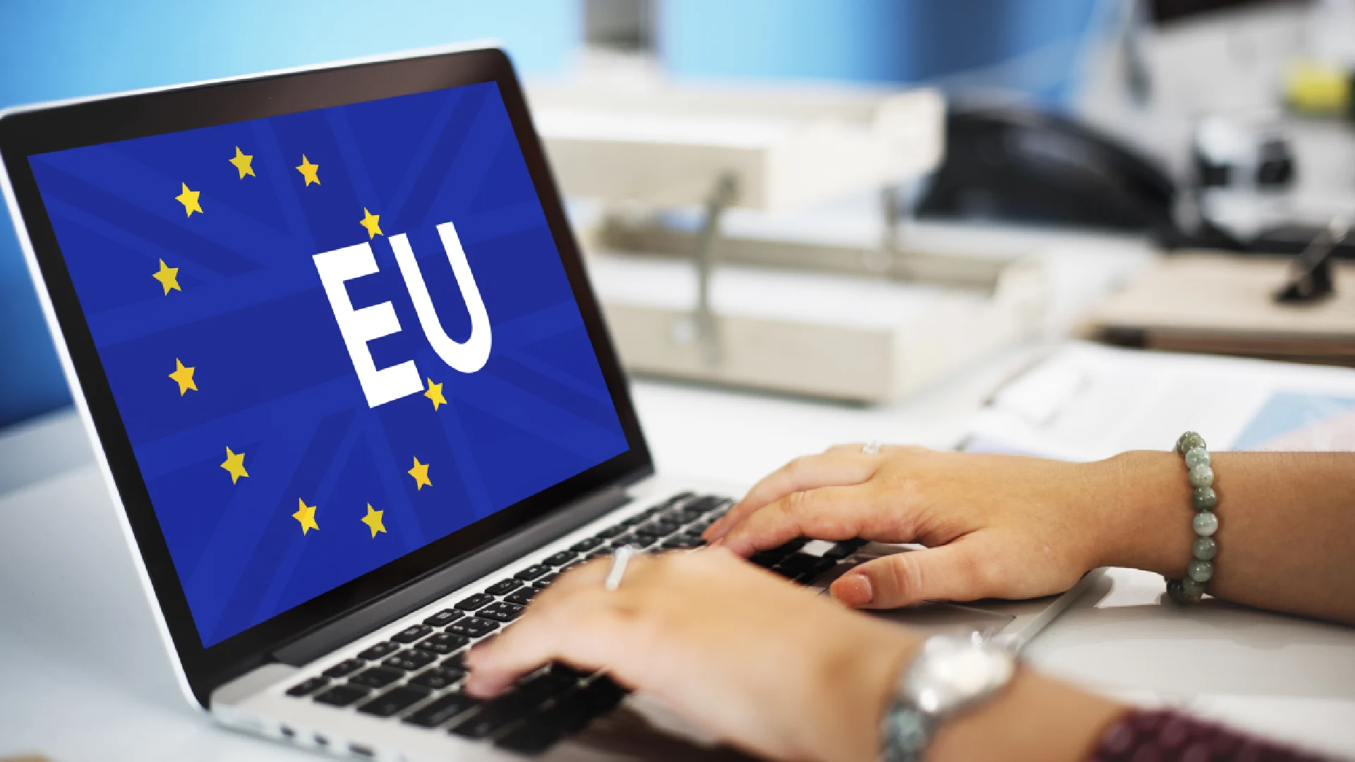 Women typing on laptop for VAT changes in 2021