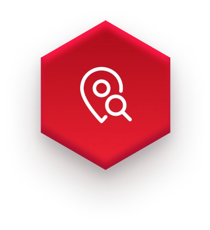 white map pin icon on red hexagon on fulfillment websiteflexibility